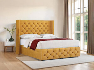 Luthor Divan Bed with Geometric Panel Design and Customizable Storage