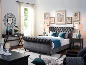 Steel Plush Colorado Super King Size Sleigh Bed